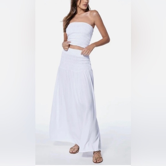 Young Fabulous & Broke Orchard Bando Skirt in White Size L NWT